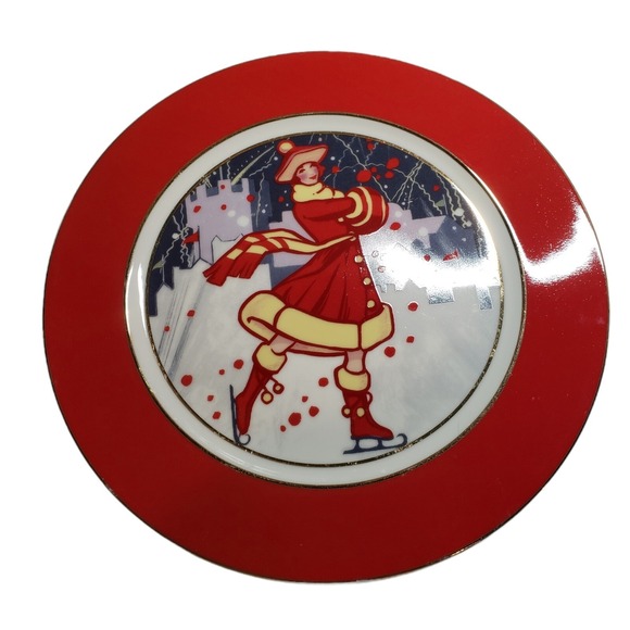 Department 56 Winter Carnival Skater Dessert Salad Plate 9" Dept 56 - Picture 2 of 3